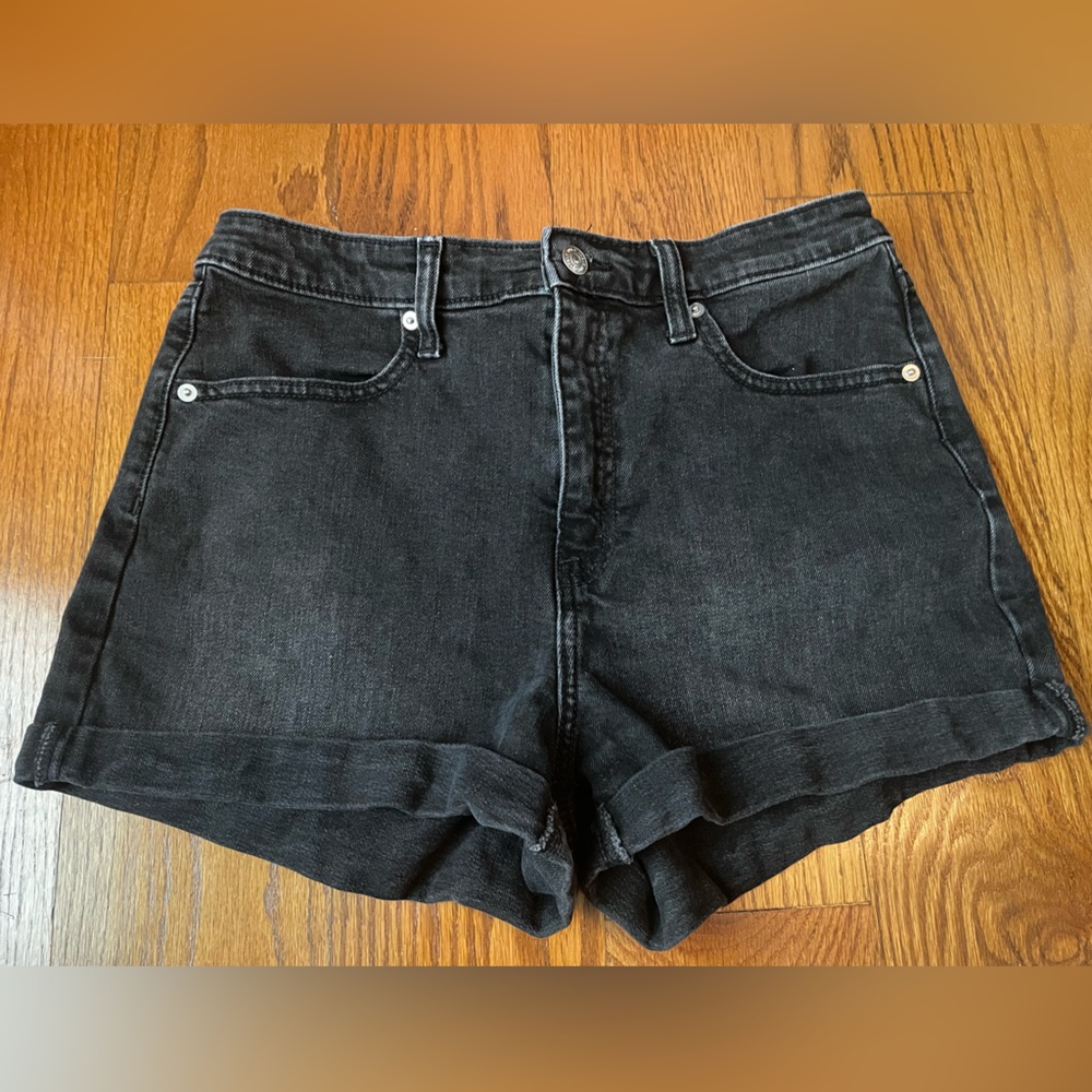 Wild Fable Womens Jean Shorts Highest Rise Charcoal Black Denim Cuffed Size 10